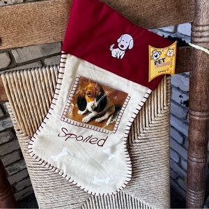 Spoiled dog Christmas stocking with picture.  NWT